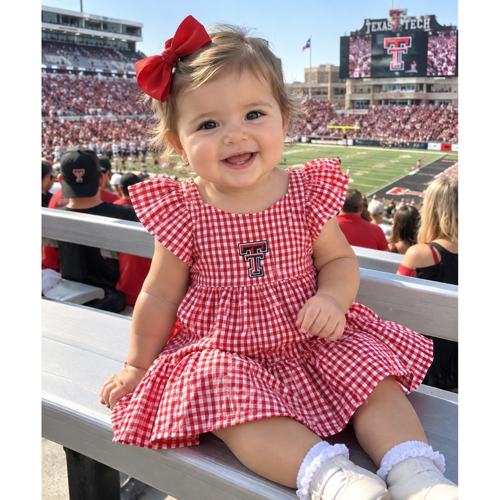 Garb Team Texas Tech Red Raiders Gingham Dress licensed collegiate apparel SZ 6M